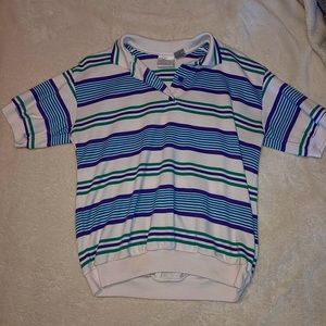small white striped laura gayle petite button up tee